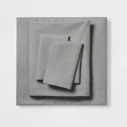 Queen Microfiber Sheet Set Gray - Room Essentials™: Polyester, Peached Finish, OEKO-TEX Certified, 4-Piece Set