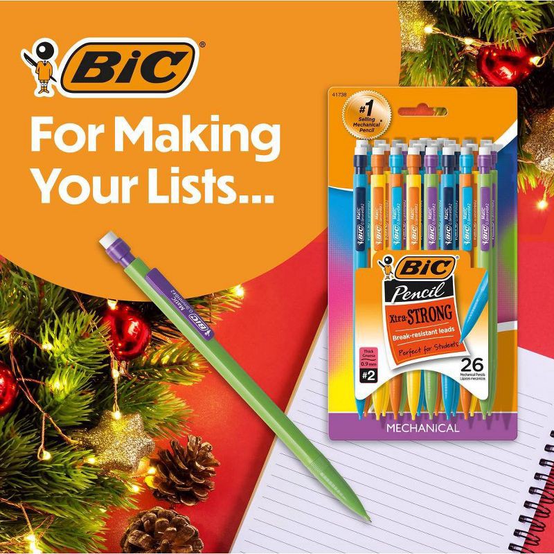 slide 2 of 8, BiC 26pk Xtra Strong 0.9mm Mechanical Pencil: Thick Lead, School Supplies, Erasable, Plastic, 26 ct
