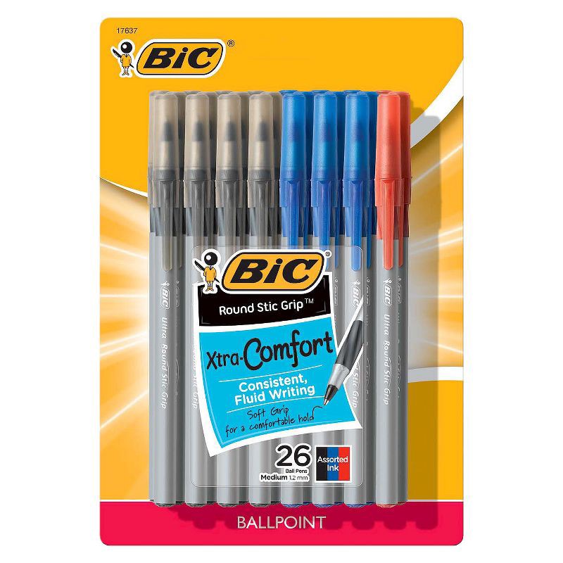 slide 1 of 5, BIC Xtra Comfort Ballpoint Pens, 1.2mm, 26ct - Multicolor Ink, 26 ct