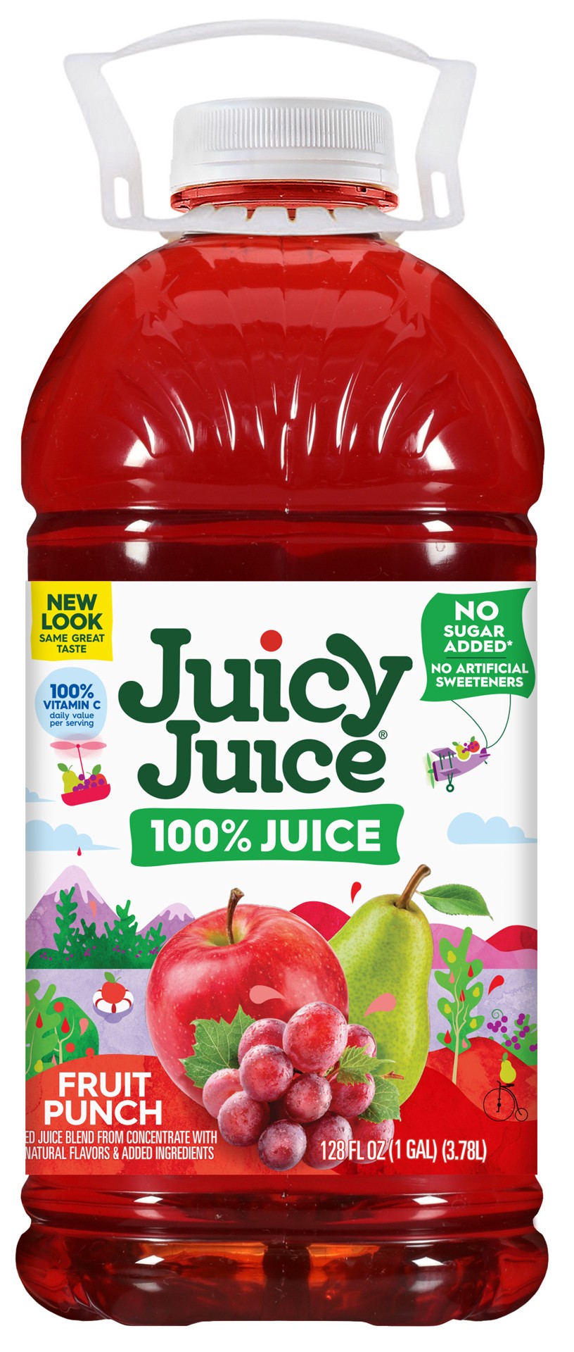 slide 1 of 13, Juicy Juice 100% Juice, Fruit Punch, 128 FL OZ Bottle, 128 oz