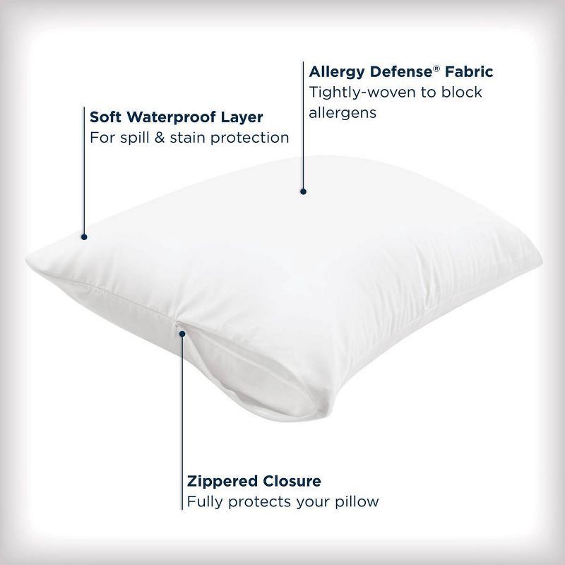 slide 2 of 7, AllerEase 2-Pack Waterproof Pillow Protector - White (Standard/Queen), 1 ct