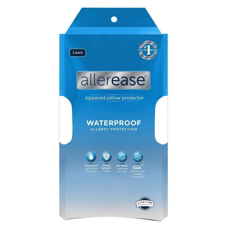 slide 1 of 6, AllerEase 2-Pack Waterproof Pillow Protector - White (Standard/Queen), 1 ct