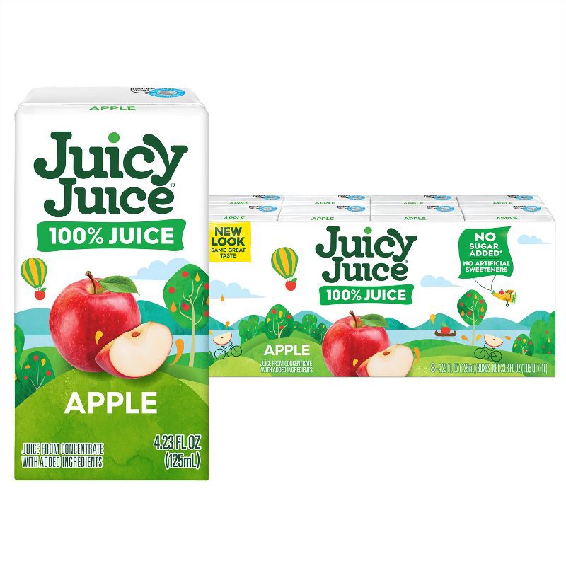 slide 1 of 6, Juicy Juice Fun Size Apple 100% Juice - 8pk/4.23 fl oz Boxes, 8 ct, 4.23 fl oz