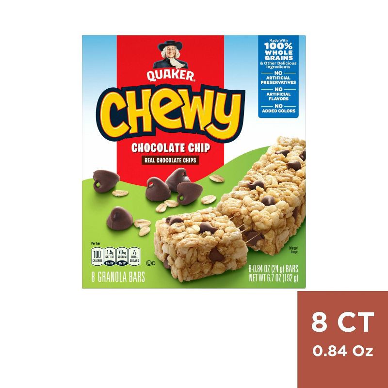 slide 3 of 11, Quaker Chewy Chocolate Chip Granola Bars - 6.7oz/8ct, 6.7 oz, 8 ct