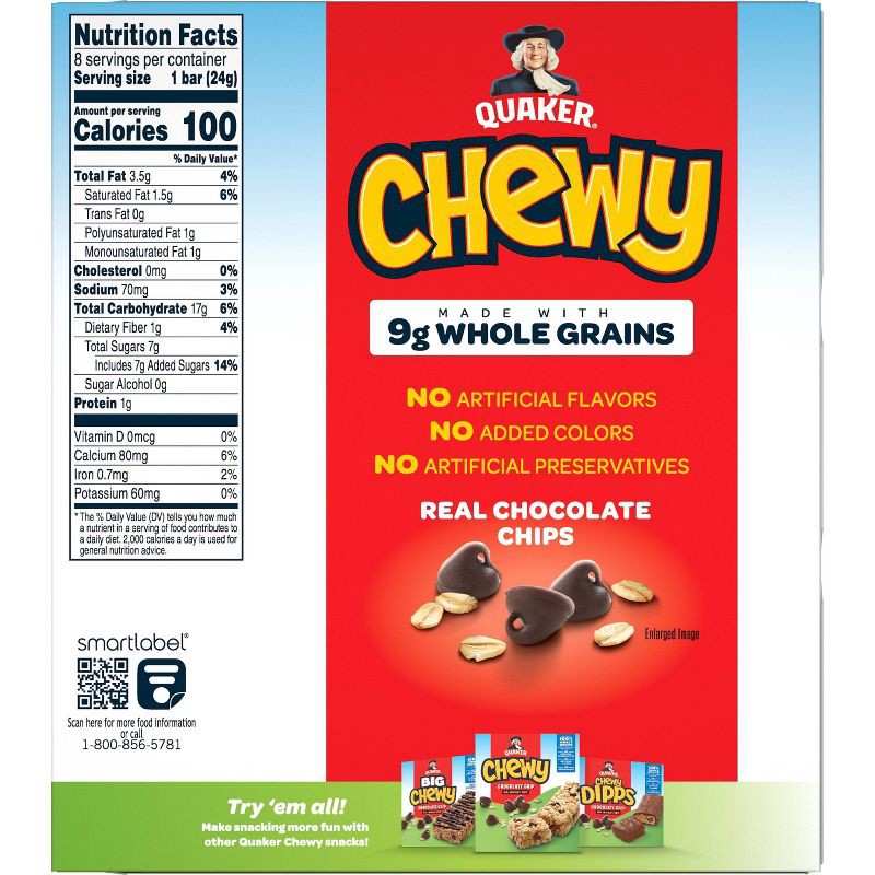 slide 4 of 11, Quaker Chewy Chocolate Chip Granola Bars - 6.7oz/8ct, 6.7 oz, 8 ct