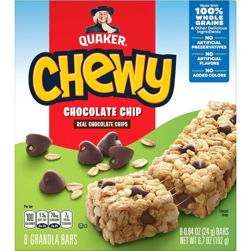 slide 1 of 11, Quaker Chewy Chocolate Chip Granola Bars - 6.7oz/8ct, 6.7 oz, 8 ct