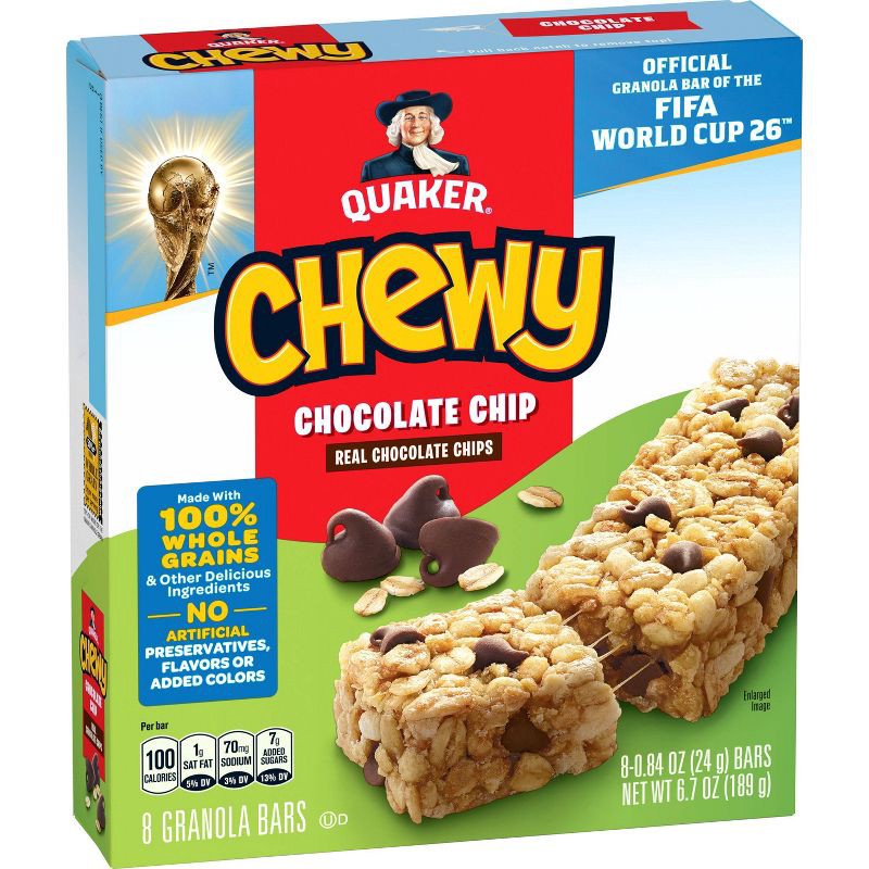 slide 1 of 12, Quaker Chewy Chocolate Chip Granola Bars - 6.7oz/8ct, 6.7 oz, 8 ct