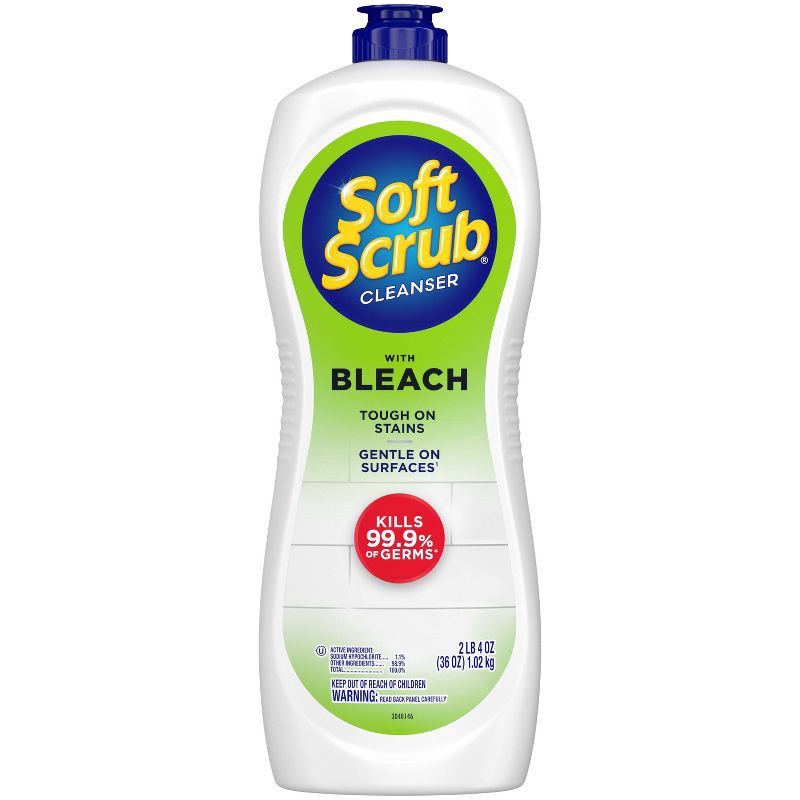 slide 1 of 10, Soft Scrub Cleanser with Bleach Surface Cleaner - 36oz: Cream, Phosphorus-Free, For Ceramic & Porcelain Sink, 36 oz