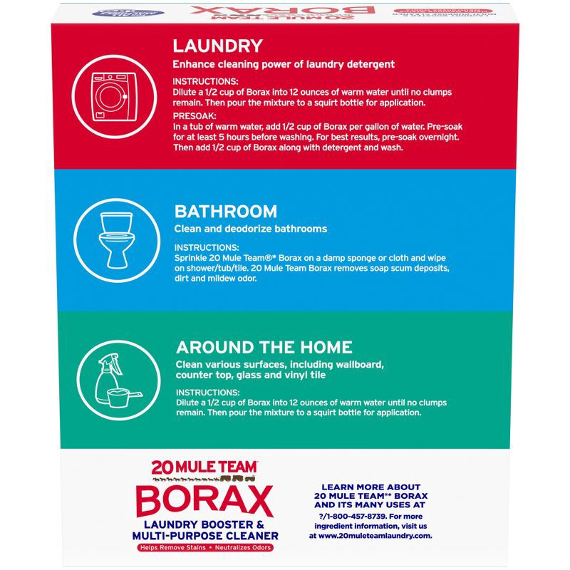 slide 7 of 10, Mule Team Borax All Natural Detergent Booster & Multi-Purpose Household Cleaner - 65oz, 65 oz