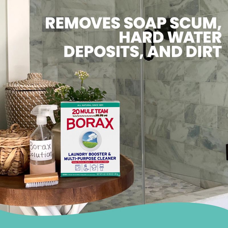 slide 8 of 10, Mule Team Borax All Natural Detergent Booster & Multi-Purpose Household Cleaner - 65oz, 65 oz