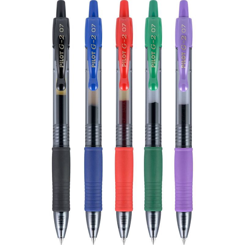 slide 3 of 3, G2 Gel Pilot 5ct G2 Premium Retractable Gel Pens Fine Point 0.7mm Assorted Inks: Colored Pens, Rubber Grip, Stationery, Office, 5 ct