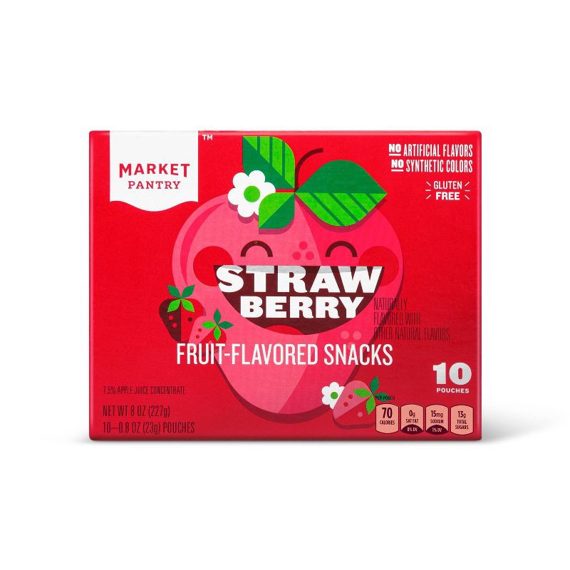 slide 1 of 1, 10ct Strawberry Fruit Snacks - 8oz - Market Pantry, 10 ct; 8 oz