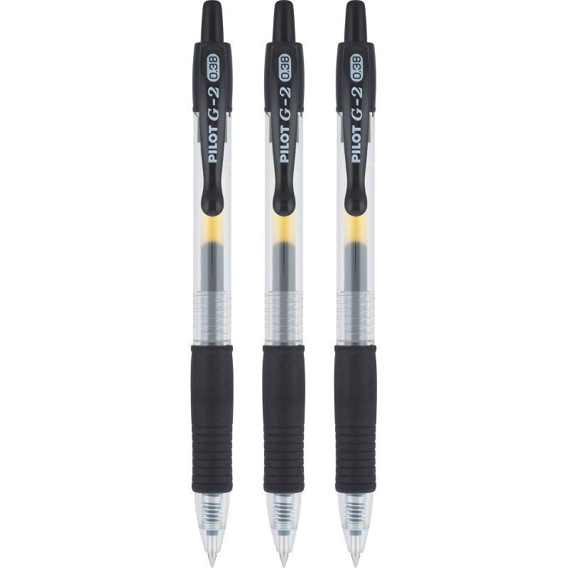 slide 2 of 6, Pilot 3pk G2 Gel Pens Ultra Fine Point 0.38mm Black Ink, 3 ct