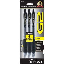 Pilot 3pk G2 Gel Pens Fine Point 0.7mm Black Ink