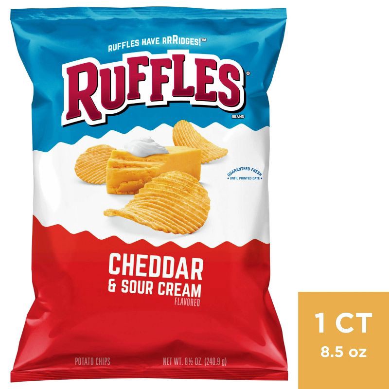 slide 1 of 3, Ruffles Cheddar And Sour Cream Chips - 8oz, 8 oz