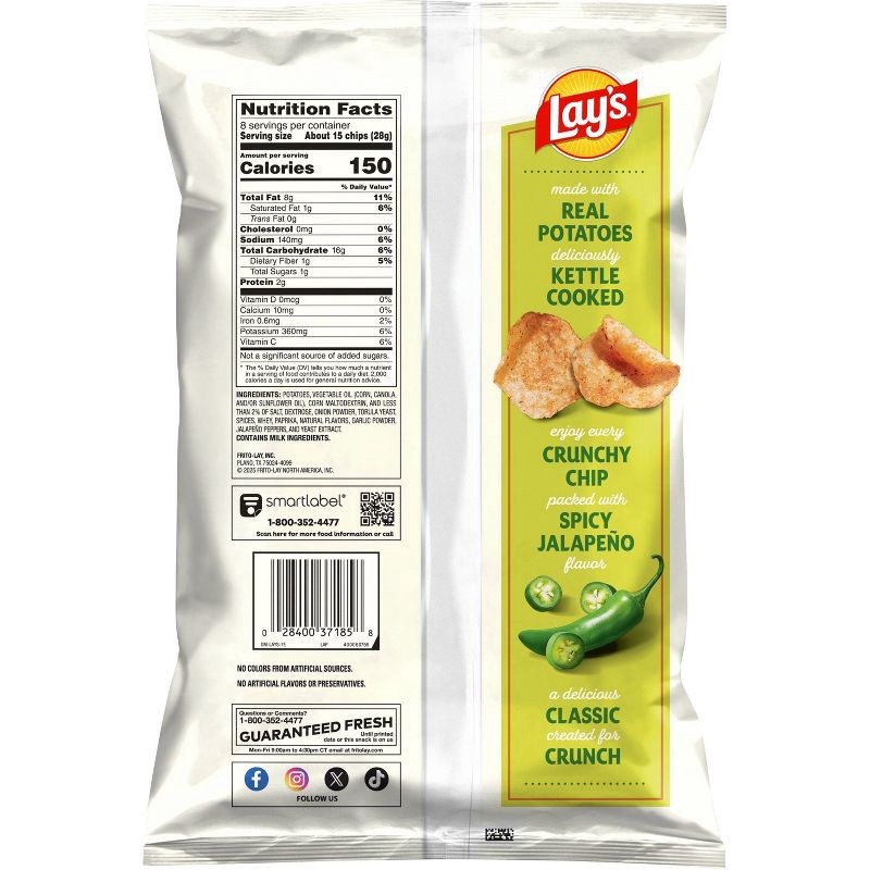 slide 2 of 7, Lay's Kettle Cooked Jalapeño Flavored Potato Chips - 8oz, 8 oz