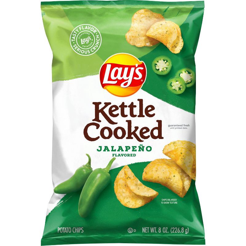 slide 1 of 6, Lay's Kettle Cooked Jalapeño Flavored Potato Chips - 8oz, 8 oz