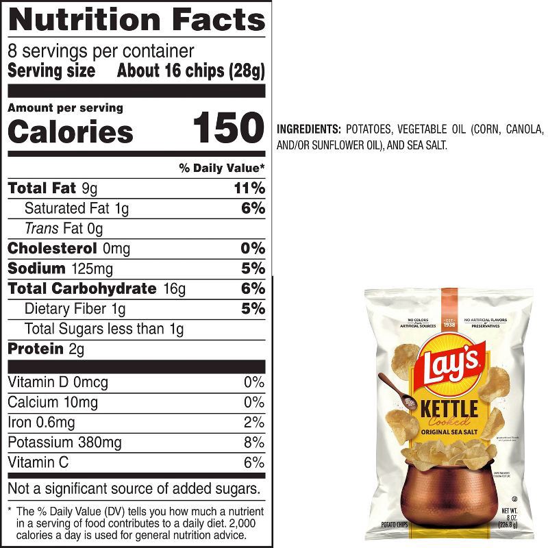 slide 2 of 5, Lay's Kettle Cooked Original Potato Chips - 8oz, 8 oz