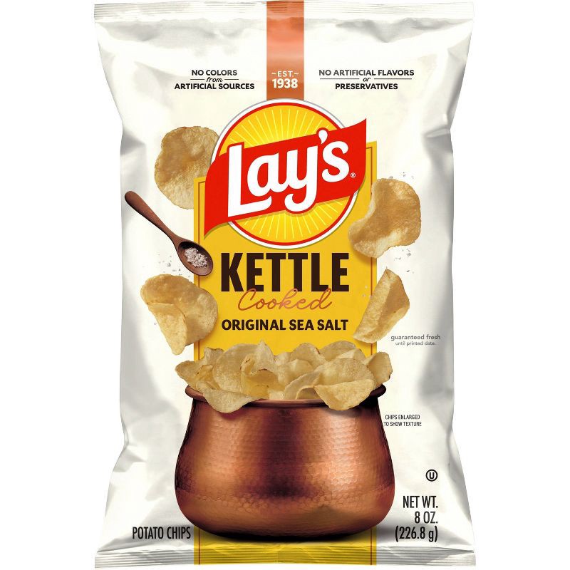 slide 1 of 6, Lay's Kettle Cooked Original Potato Chips - 8oz: No Artificial Flavors, No Preservatives, 8 oz
