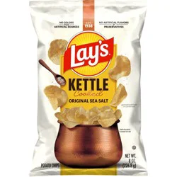 Lay's Kettle Cooked Original Potato Chips - 8oz: No Artificial Flavors, No Preservatives