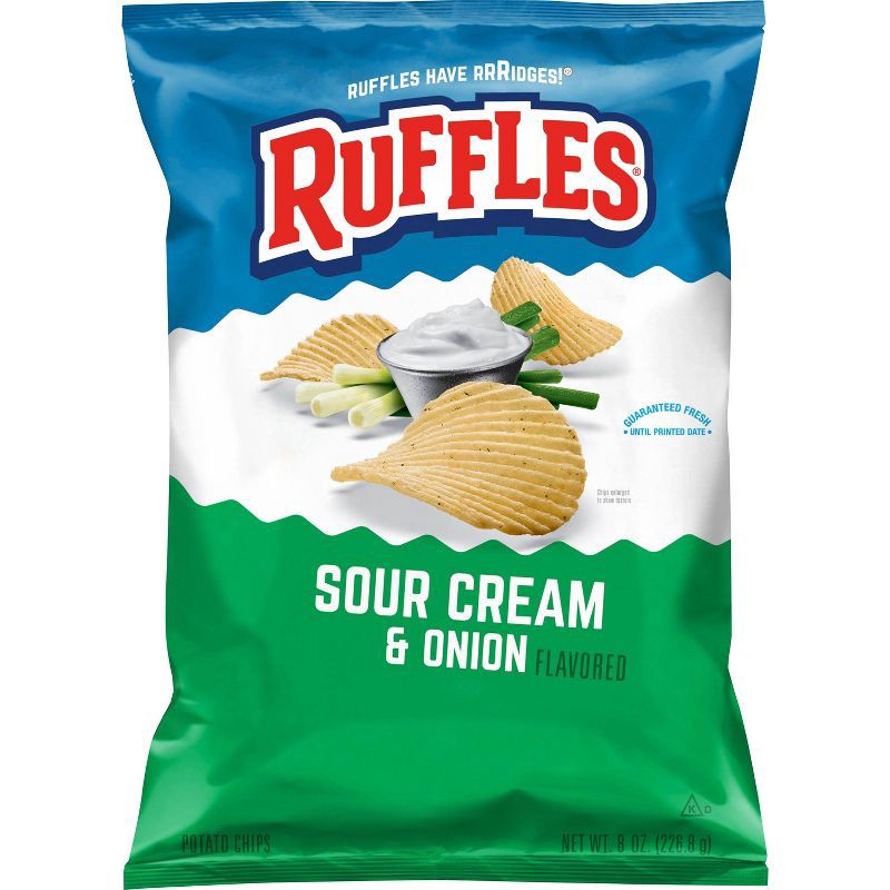 slide 1 of 4, Ruffles Sour Cream & Onion Chips - 8oz, 8 oz