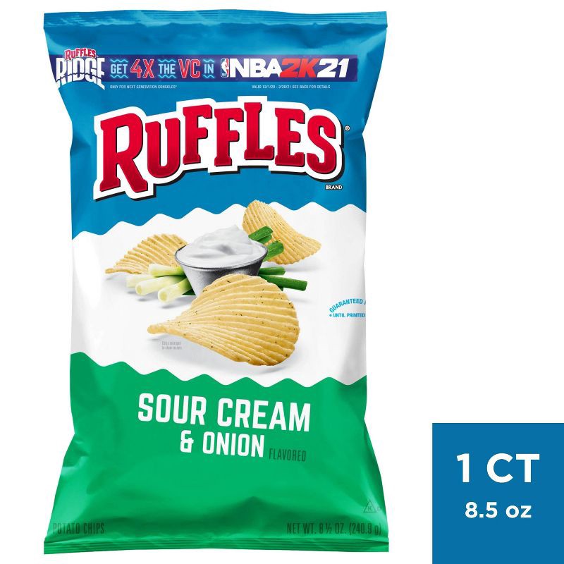 slide 1 of 3, Ruffles Sour Cream And Onion Chips - 8oz, 8 oz