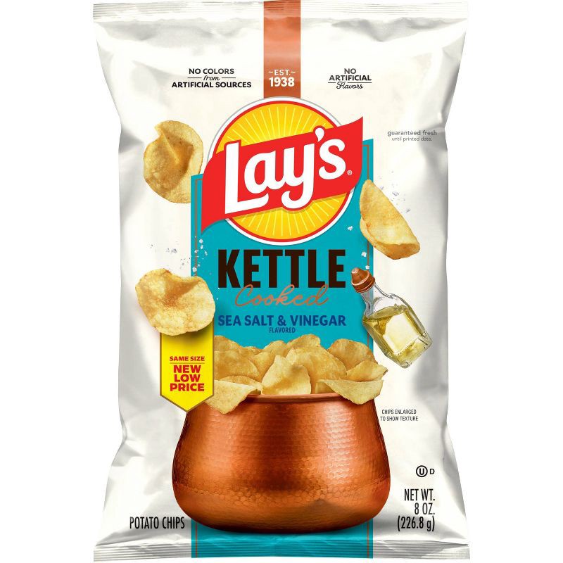 slide 1 of 6, Lay's Kettle Cooked Sea Salt & Vinegar Potato Chips - 8oz, 8 oz