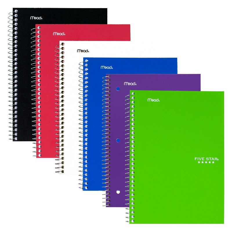 slide 3 of 6, Five Star 2 Subject College Ruled Solid Spiral Notebook (Colors May Vary), 1 ct