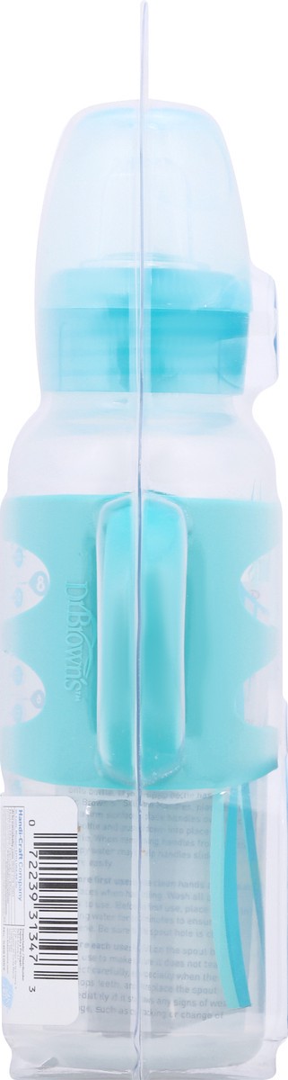 slide 5 of 8, Dr. Brown's Transition Bottle With Sippy Spout and Silicone Handles, 8oz/250ml - Turquoise, 1 ct