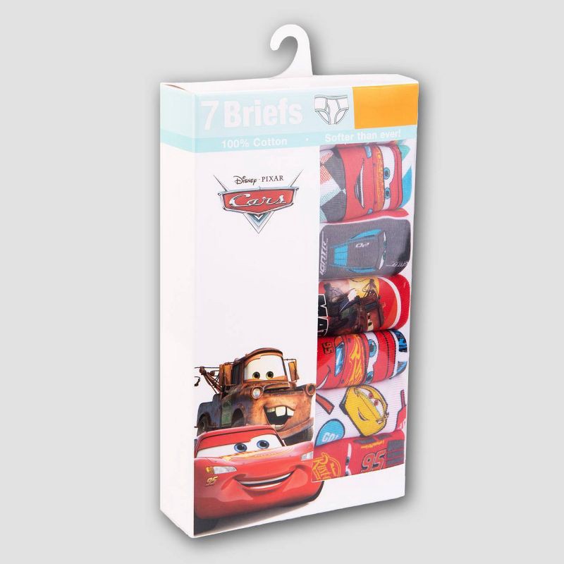 slide 3 of 7, Toddler Boys' 7pk Cars Underwear - 4T: Disney Cotton Briefs, Full Waistband Elastic, Fictitious Character Pattern, 7 ct