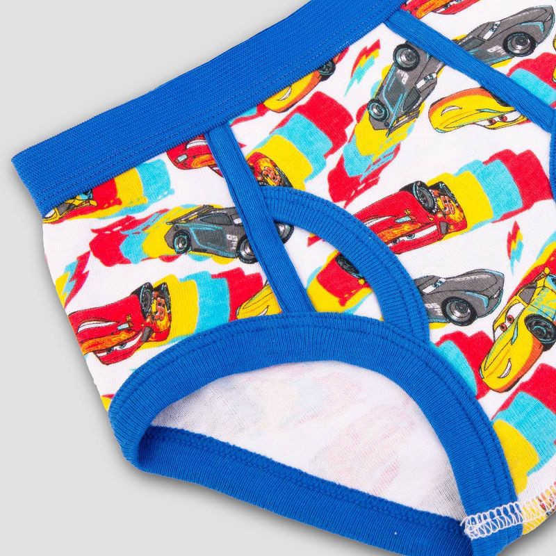 slide 6 of 7, Toddler Boys' 7pk Cars Underwear - 4T: Disney Cotton Briefs, Full Waistband Elastic, Fictitious Character Pattern, 7 ct