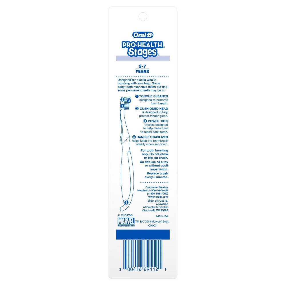 slide 2 of 3, Oral-B Kid's Manual Toothbrush featuring Marvel's Spiderman, Soft Bristles, for Children and Toddlers 3+, 2 count, 2 ct