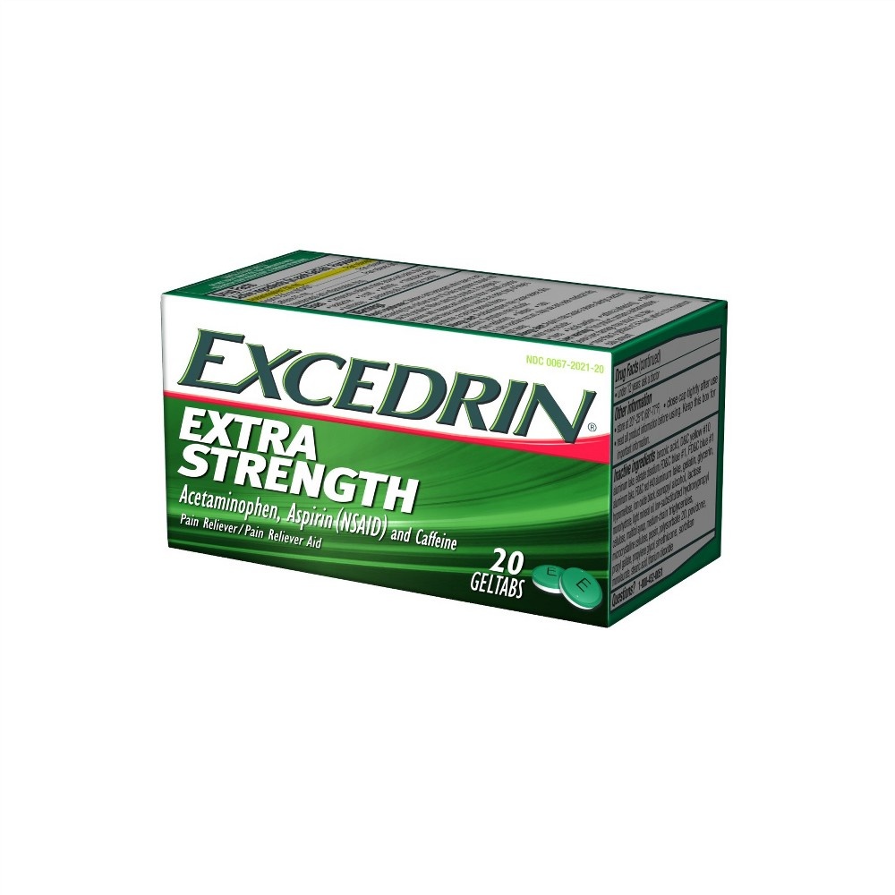 slide 7 of 11, Excedrin Extra Strength Pain Reliever Gel Tabs Acetaminophen Aspirin Nsaid, 20 ct