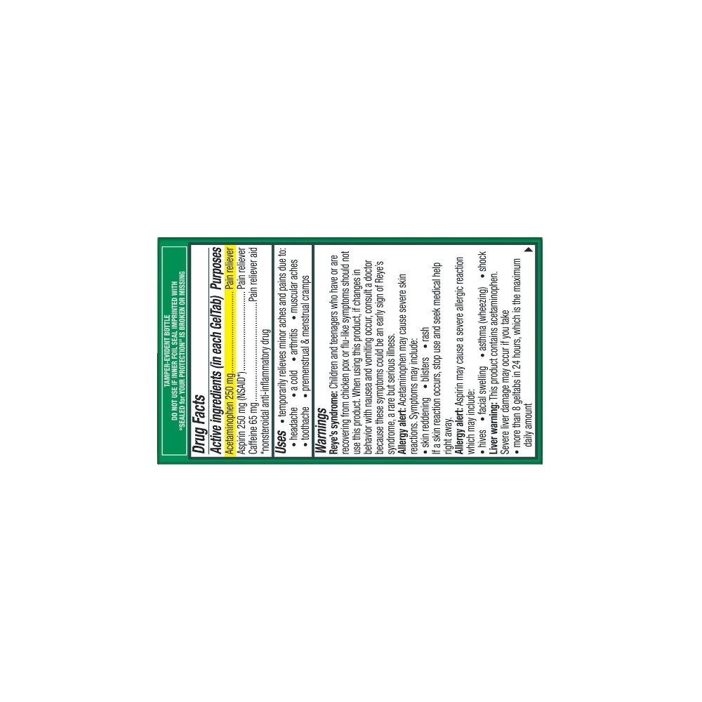 slide 2 of 11, Excedrin Extra Strength Pain Reliever Gel Tabs Acetaminophen Aspirin Nsaid, 20 ct