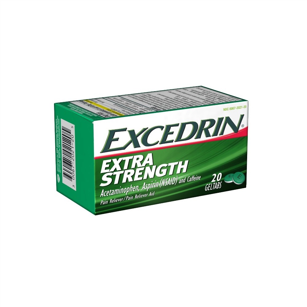 slide 9 of 11, Excedrin Extra Strength Pain Reliever Gel Tabs Acetaminophen Aspirin Nsaid, 20 ct