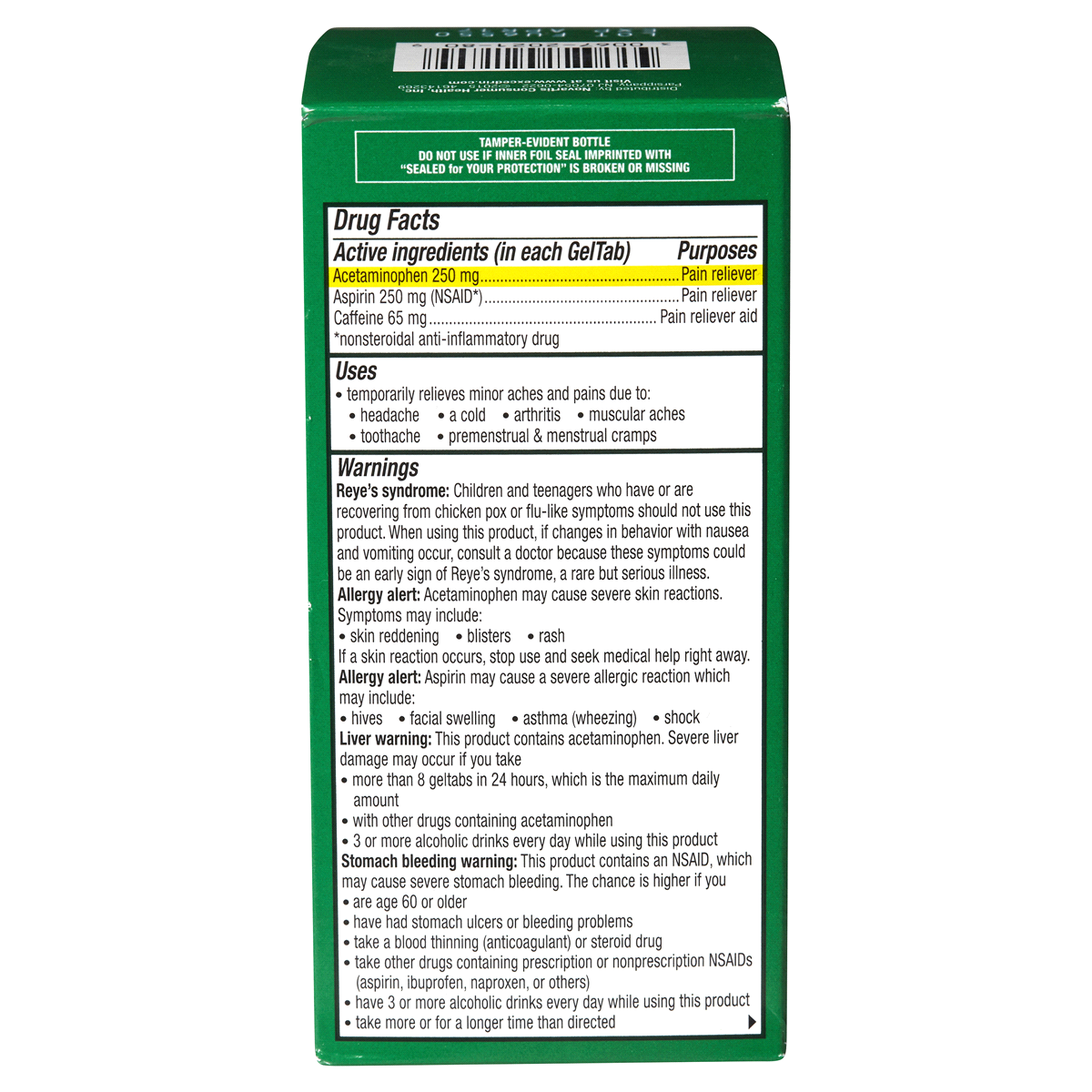 slide 2 of 10, Excedrin Extra Strength Geltabs Acetaminophen Aspirin Nsaid, 80 ct