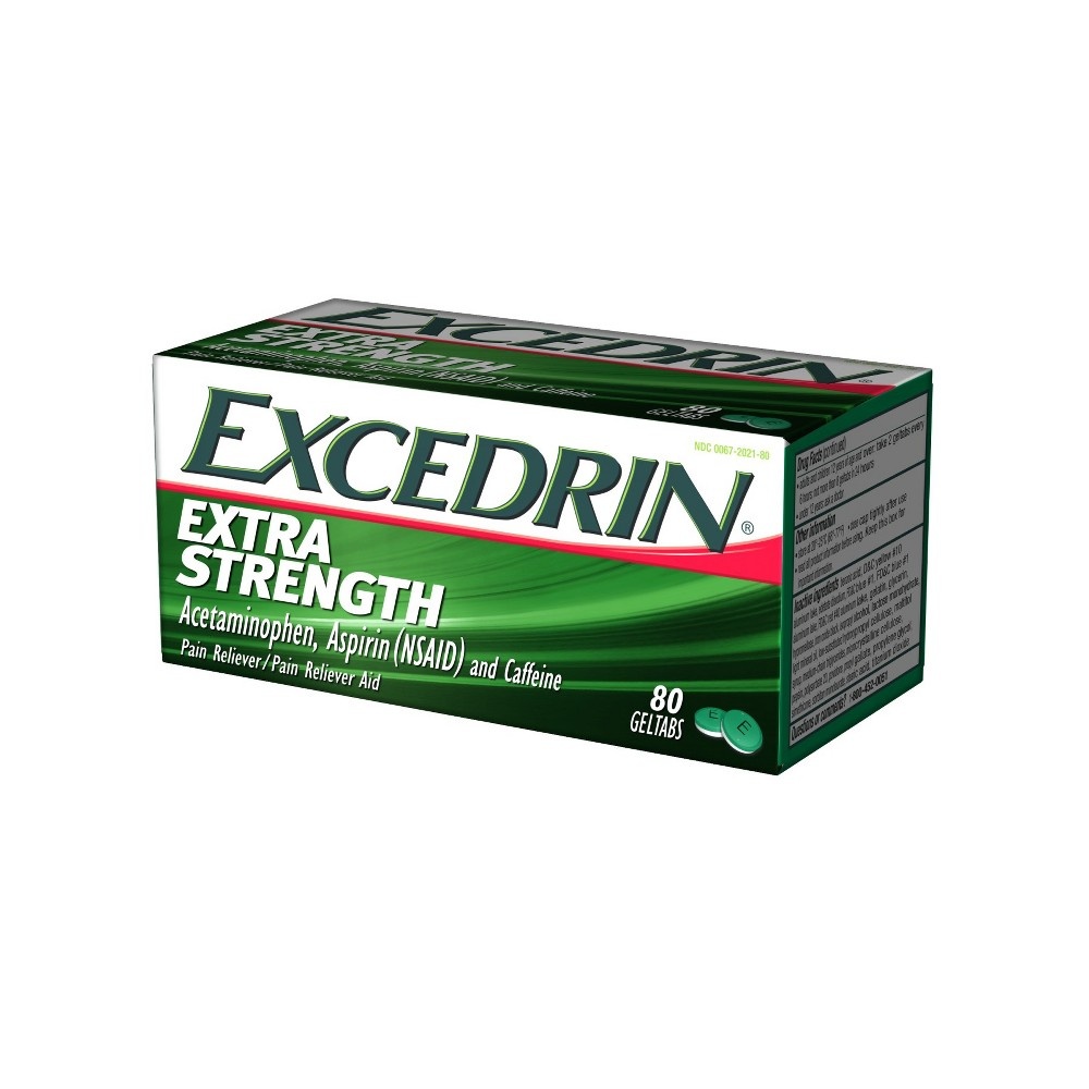 slide 5 of 10, Excedrin Extra Strength Geltabs Acetaminophen Aspirin Nsaid, 80 ct