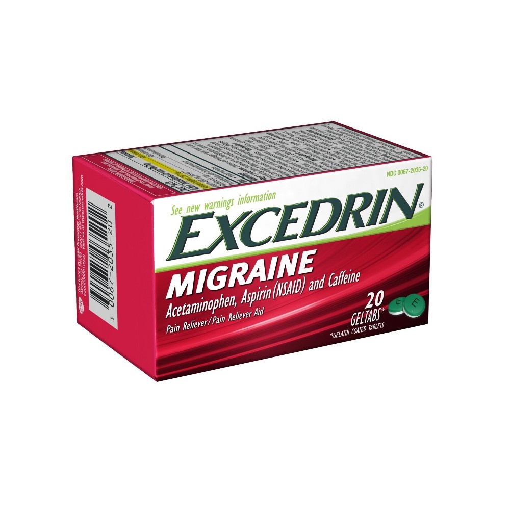 slide 10 of 11, Excedrin Migraine Pain Reliever Gel Tabs Acetaminophen Aspirin Nsaid, 20 ct