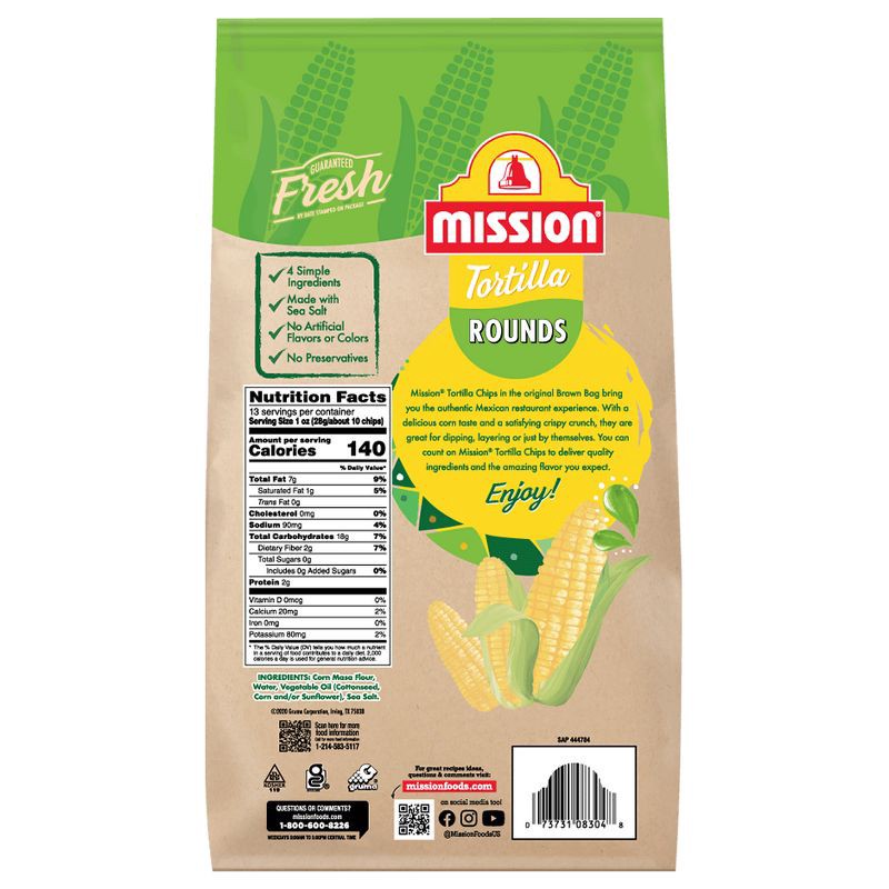 slide 4 of 6, Mission Round Yellow Corn Tortilla Chips - 11oz, 11 oz