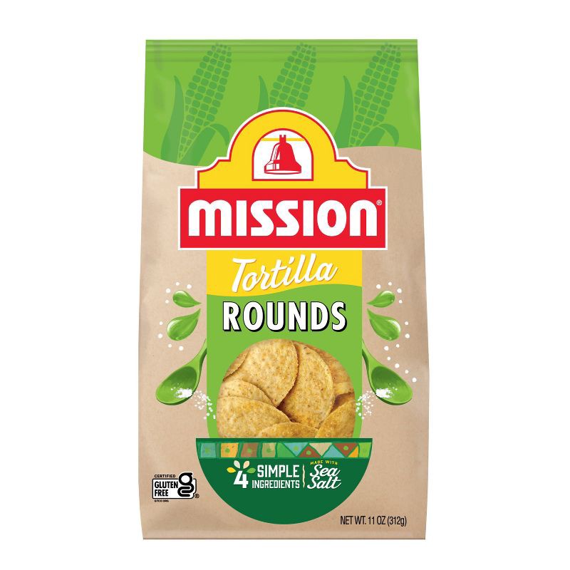 slide 1 of 8, Mission Round Yellow Corn Tortilla Chips - 11oz, 11 oz