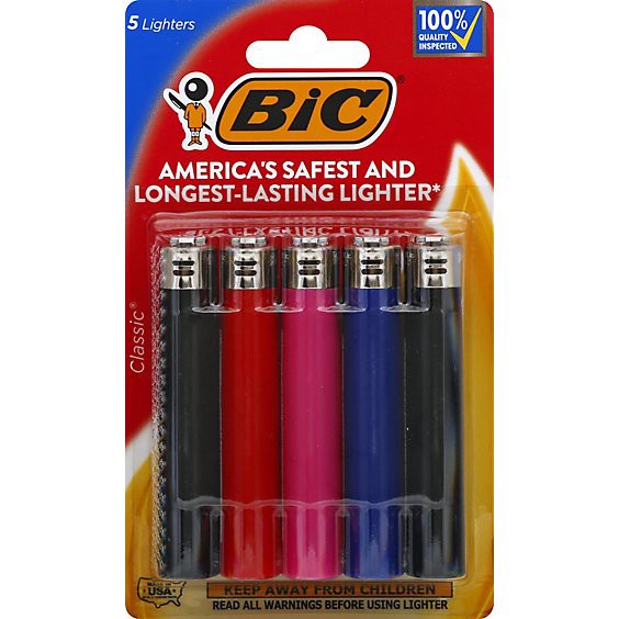 slide 1 of 1, Bic Lighters Classic - 5 Count, 5 ct