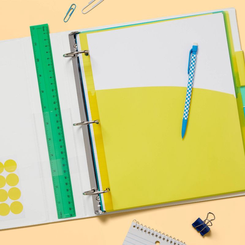 slide 2 of 3, 1.5" 3 Ring Binder Clear View White - up&up™: D Rings, 375 Sheet Capacity, 4 Internal Pockets, Polypropylene, 375 sheets