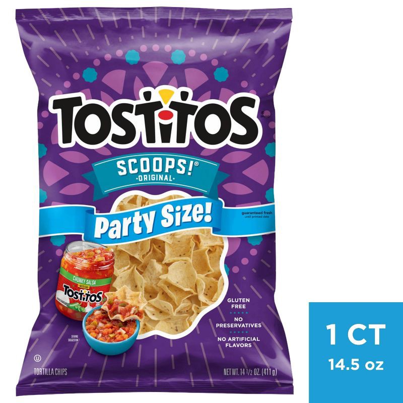 slide 1 of 4, Tostitos Scoops! Party Size Tortilla Chips - 14.5oz, 14.5 oz