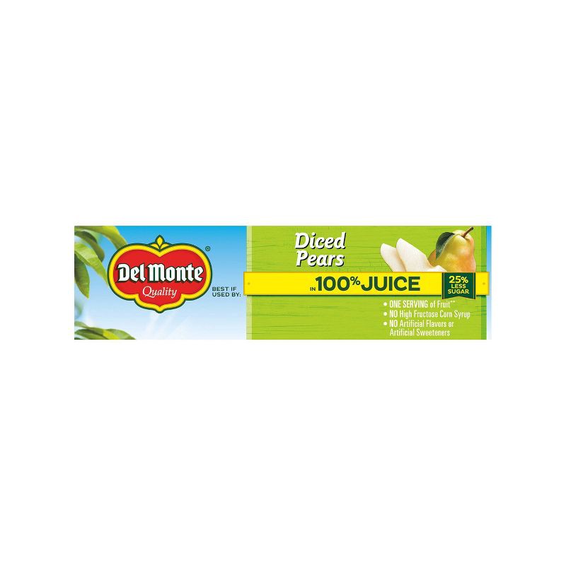 slide 3 of 3, Del Monte Diced Pears In 100% Juice Fruit Cups 4pk/16oz, 4 ct; 16 oz