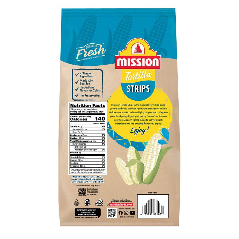 slide 2 of 9, Mission Strips White Corn Tortilla Chips - 11oz, 11 oz