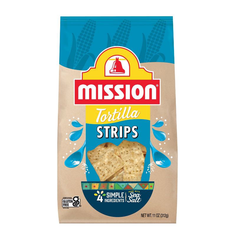 slide 1 of 10, Mission Strips White Corn Tortilla Chips - 11oz, 11 oz