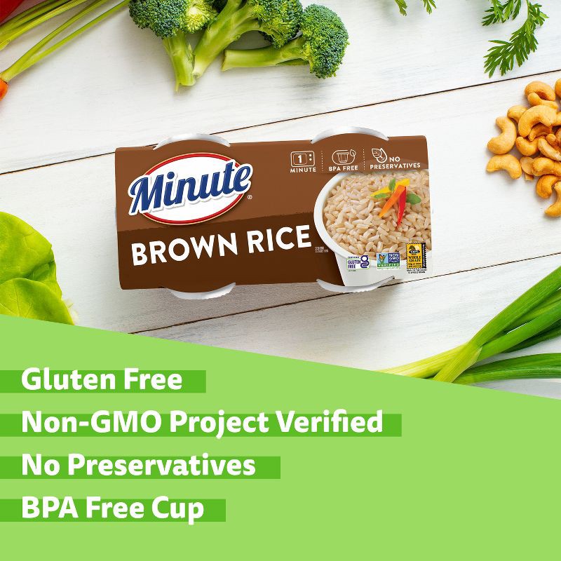 slide 3 of 8, Minute Rice Gluten Free to Serve Fully Cooked Brown Rice Cups - 8.8oz/2ct, 2 ct; 8.8 oz