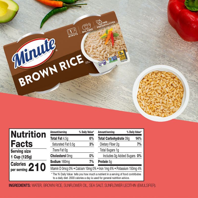 slide 7 of 8, Minute Rice Gluten Free to Serve Fully Cooked Brown Rice Cups - 8.8oz/2ct, 2 ct; 8.8 oz