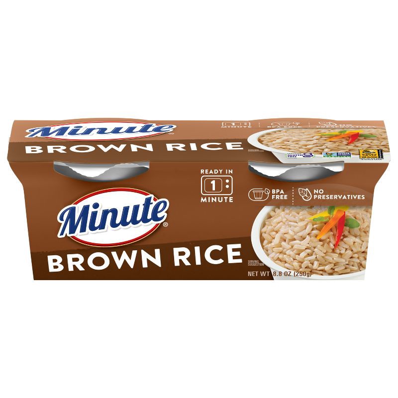 slide 1 of 8, Minute Rice Gluten Free to Serve Fully Cooked Brown Rice Cups - 8.8oz/2ct, 2 ct; 8.8 oz