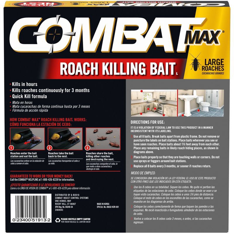 slide 9 of 12, Combat Source Kill Max Large Cockroach Bait Stations - 8 ct, 8 ct